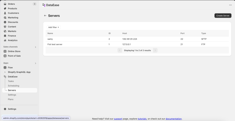 Servers DataEase