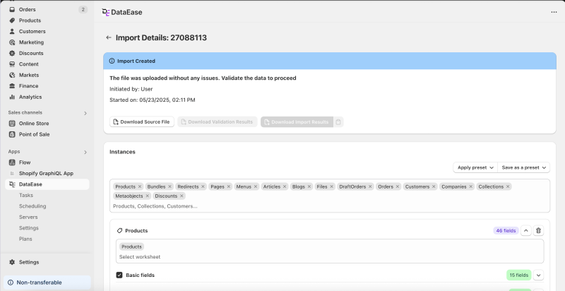 Import Page DataEase