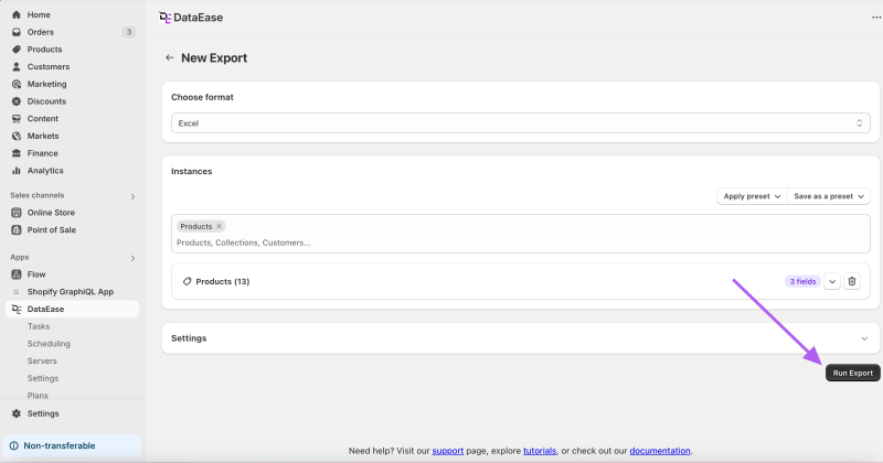 Step 3 - Run Export