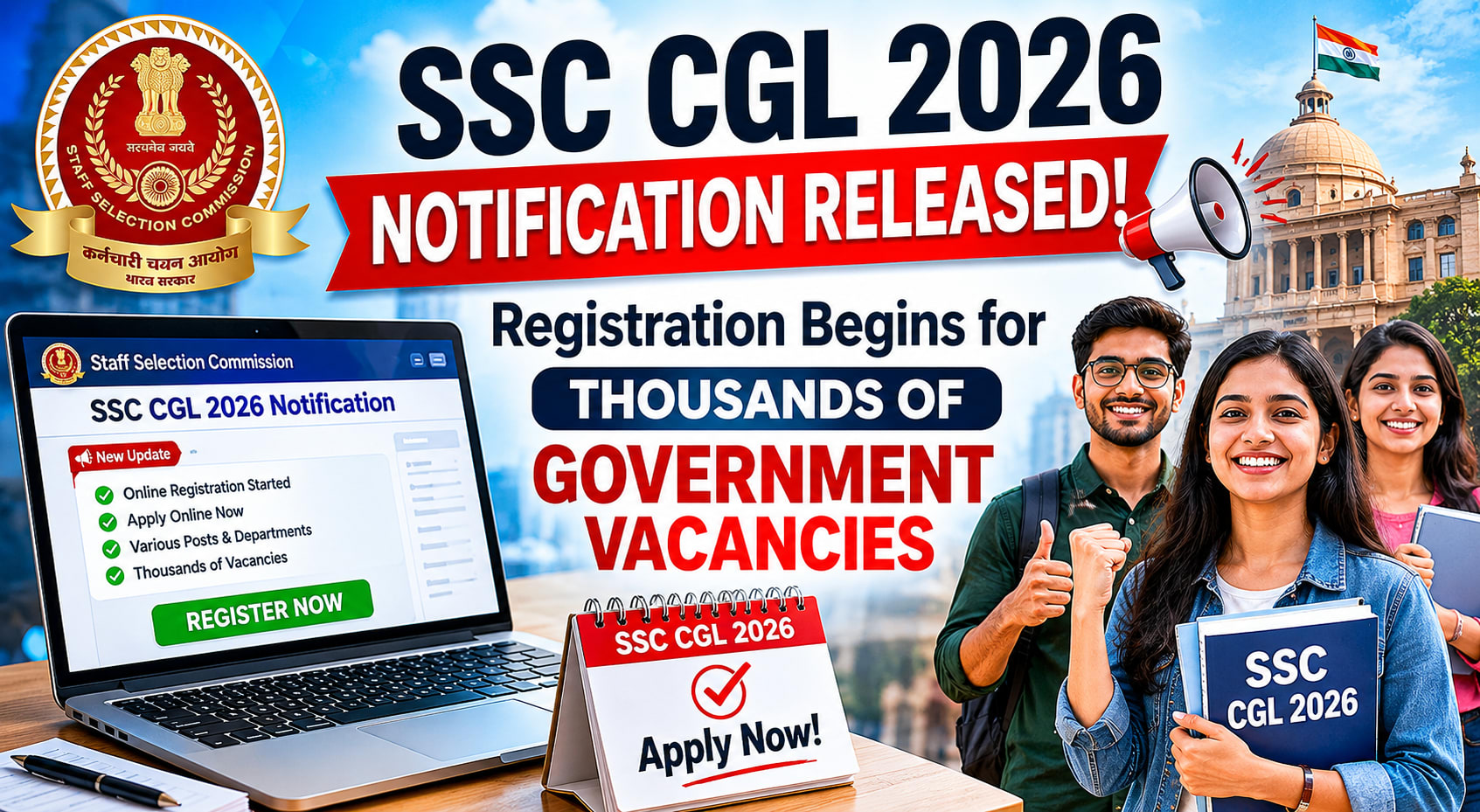SSC CGL 2026 Notification Released: Registration Begins for Thousands of Government Vacancies