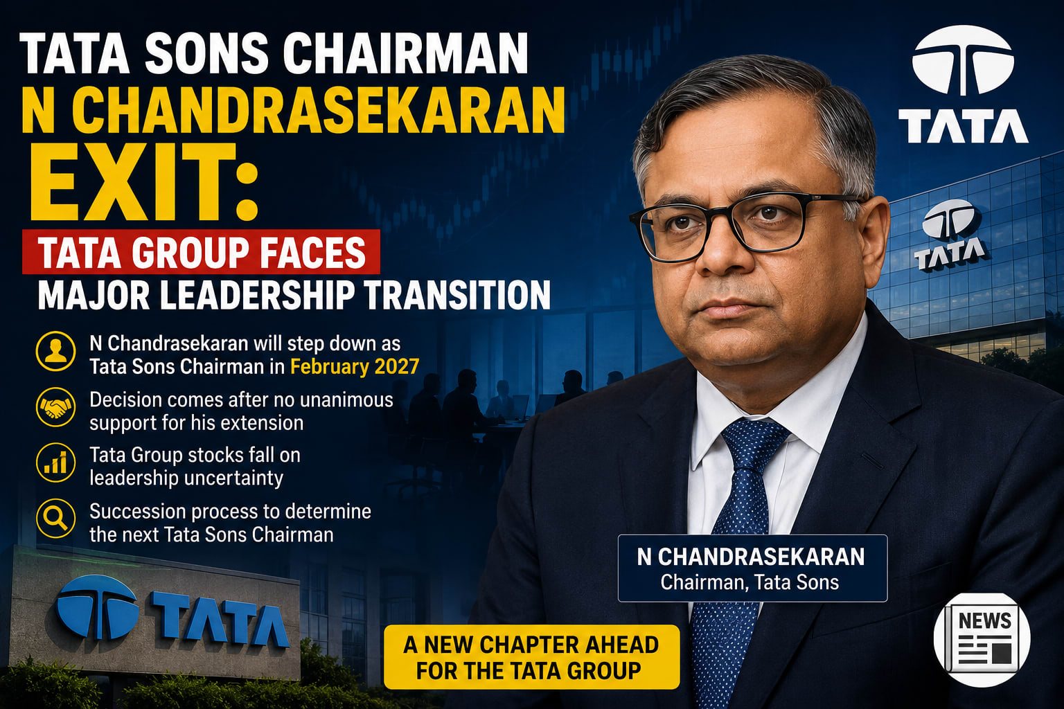N Chandrasekaran to Leave Tata Sons Chairmanship in 2027