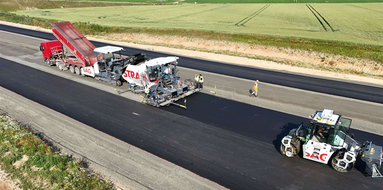 A modern road constructed with innovative materials and technology.
