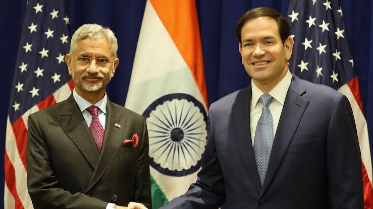 S. Jaishankar and Marco Rubio engaged in a diplomatic meeting.