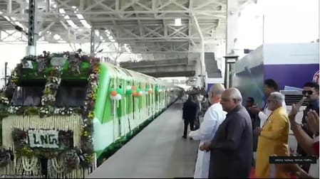 Amit Shah inaugurating the first LNG train in Gujarat