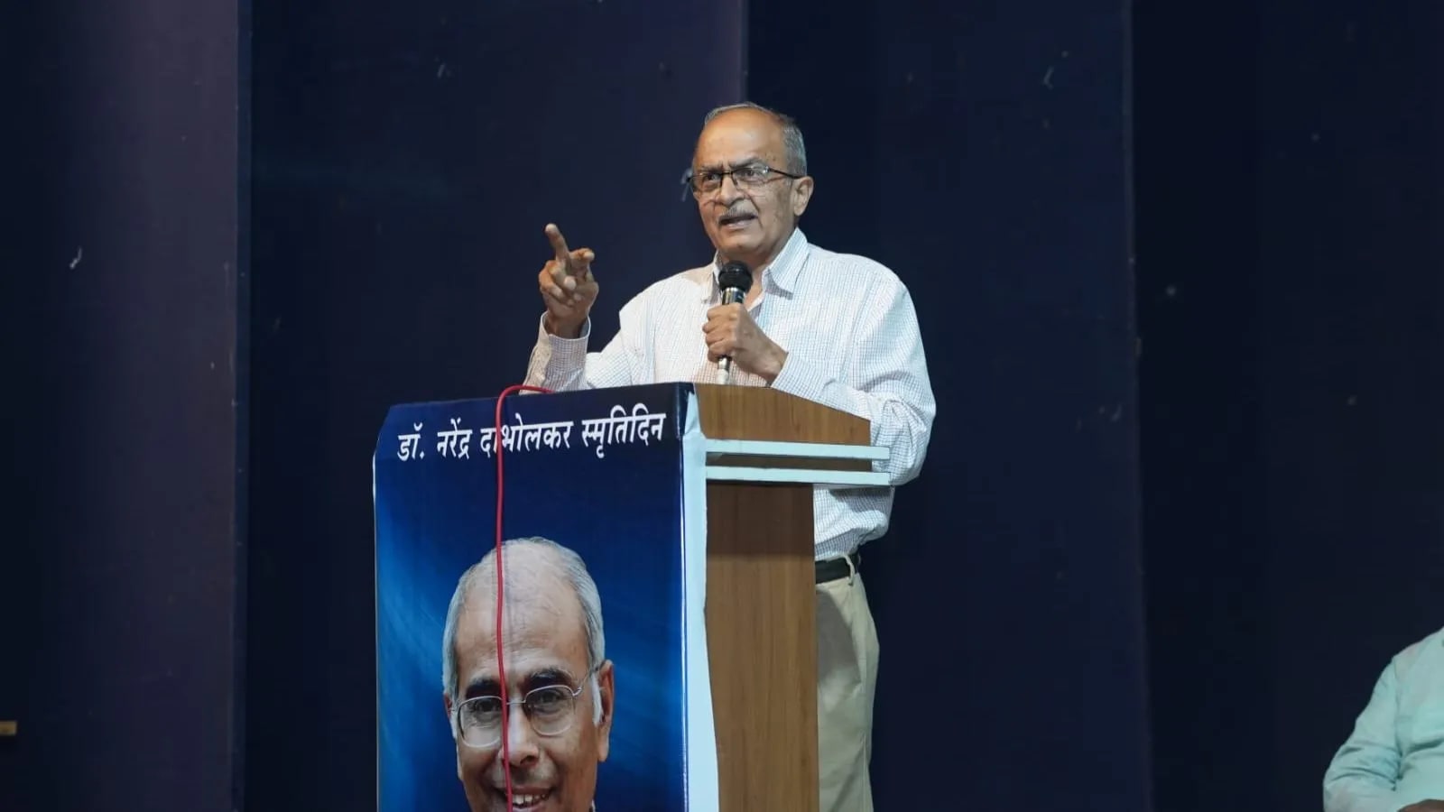 Prashant Bhushan speaking at a public event
