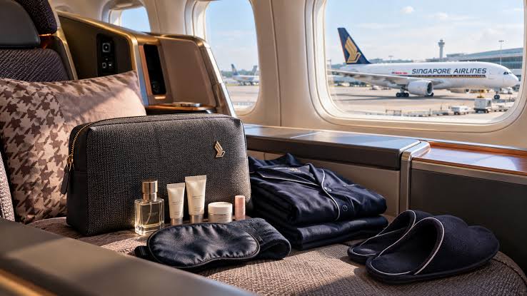 Luxurious inflight amenities on Singapore Airlines