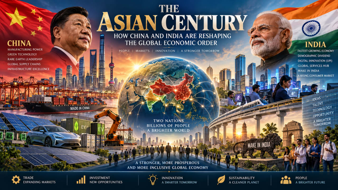 Aerial view of the bustling urban landscape of India and China.