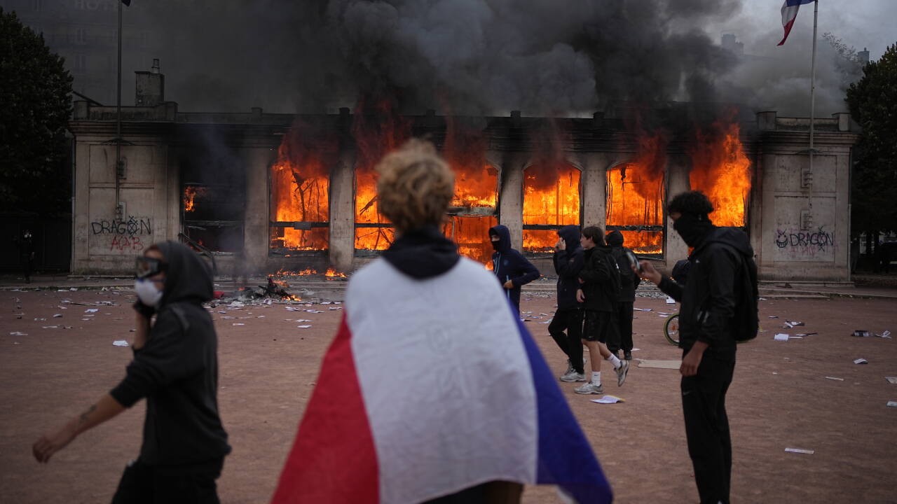 Protesters in France during a demonstration amidst civil unrest.