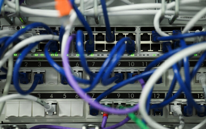 A digital representation of cybersecurity threats related to PHP programming.