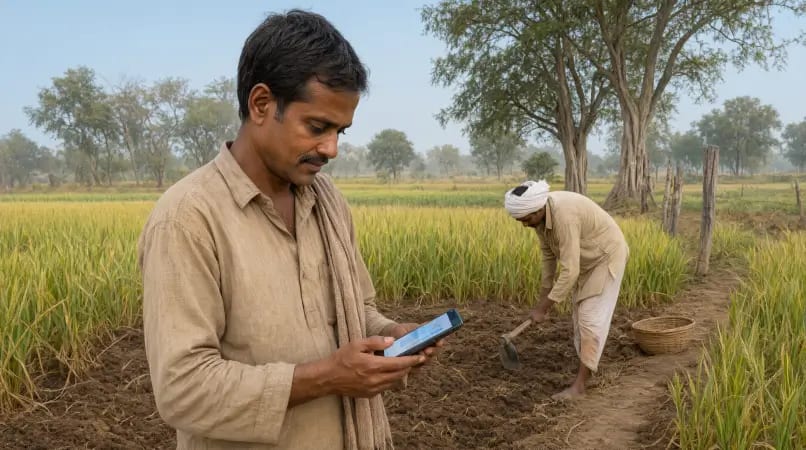 Farmers using mobile technology in agriculture