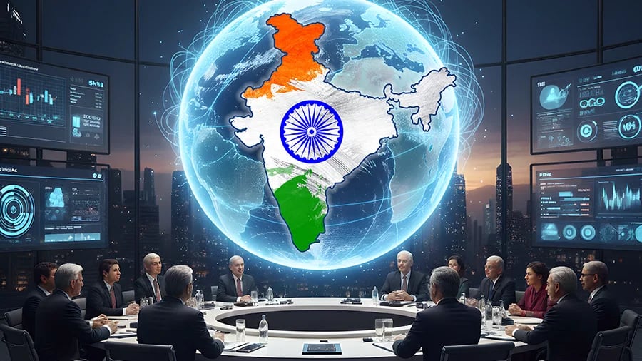 A map highlighting India's geopolitical significance in the Asia-Pacific region.