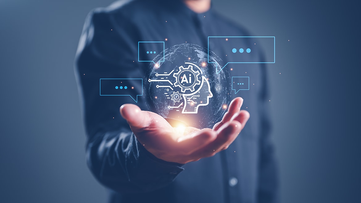 A digital network representing global infrastructure with AI elements.