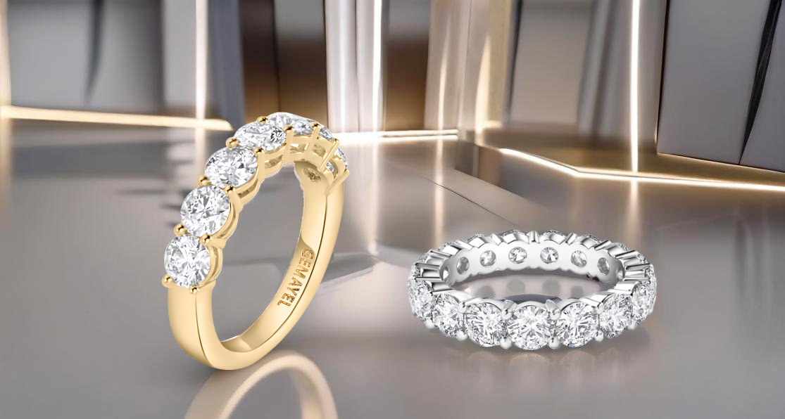 gem rings gold and white