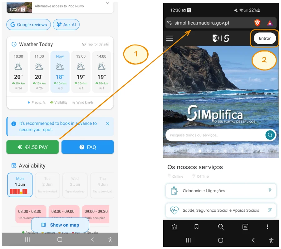 Click 'Entrar' in the top-right corner.
