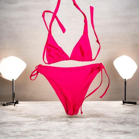 Bikini Rojo Brillante de Dos Piezas Halter