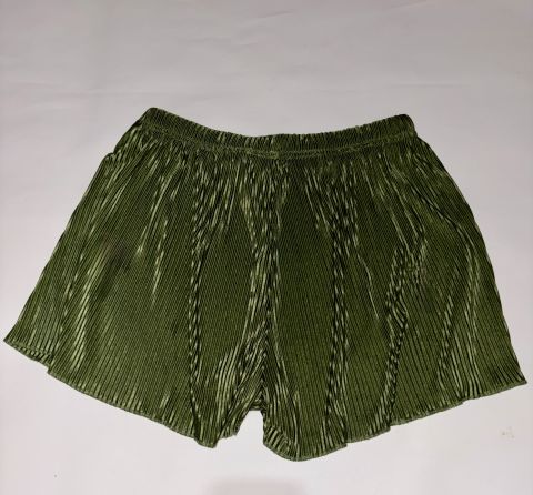 Shorts de Tela Plisada Verde Oliva