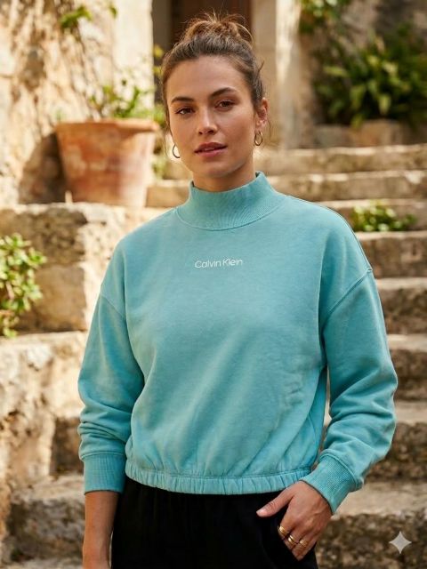 Sudadera Calvin Klein Turquesa con Etiqueta TALLA SM
