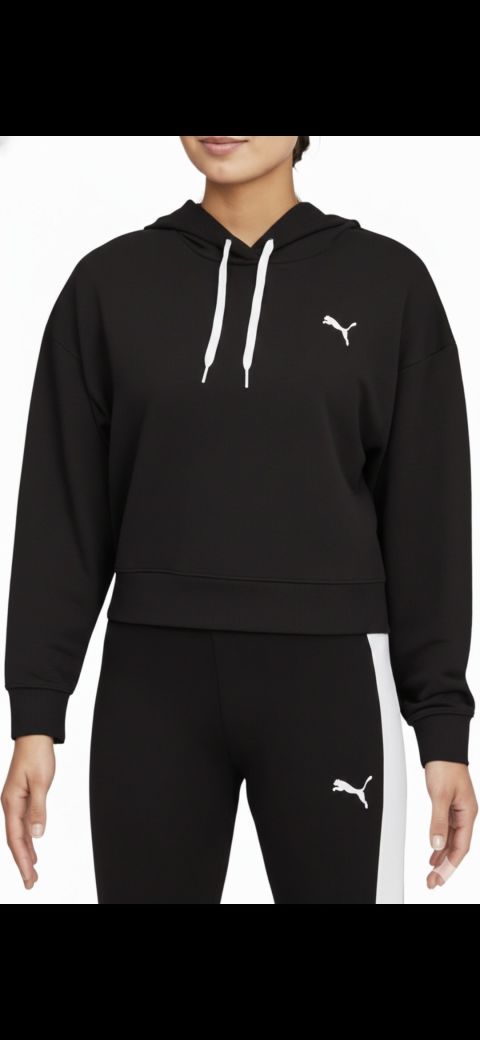 Sudadera Puma Negra con Capucha Talla SM, ORIGINAL