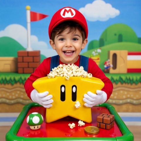 Contenedor Estrella Mario Bros con Palomitas