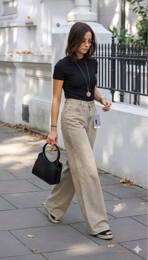 🍑Pantalones Culotte Beige MNG🍑