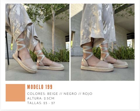 Sandalias Modelo 199 - Colores Beige, negro y rojo