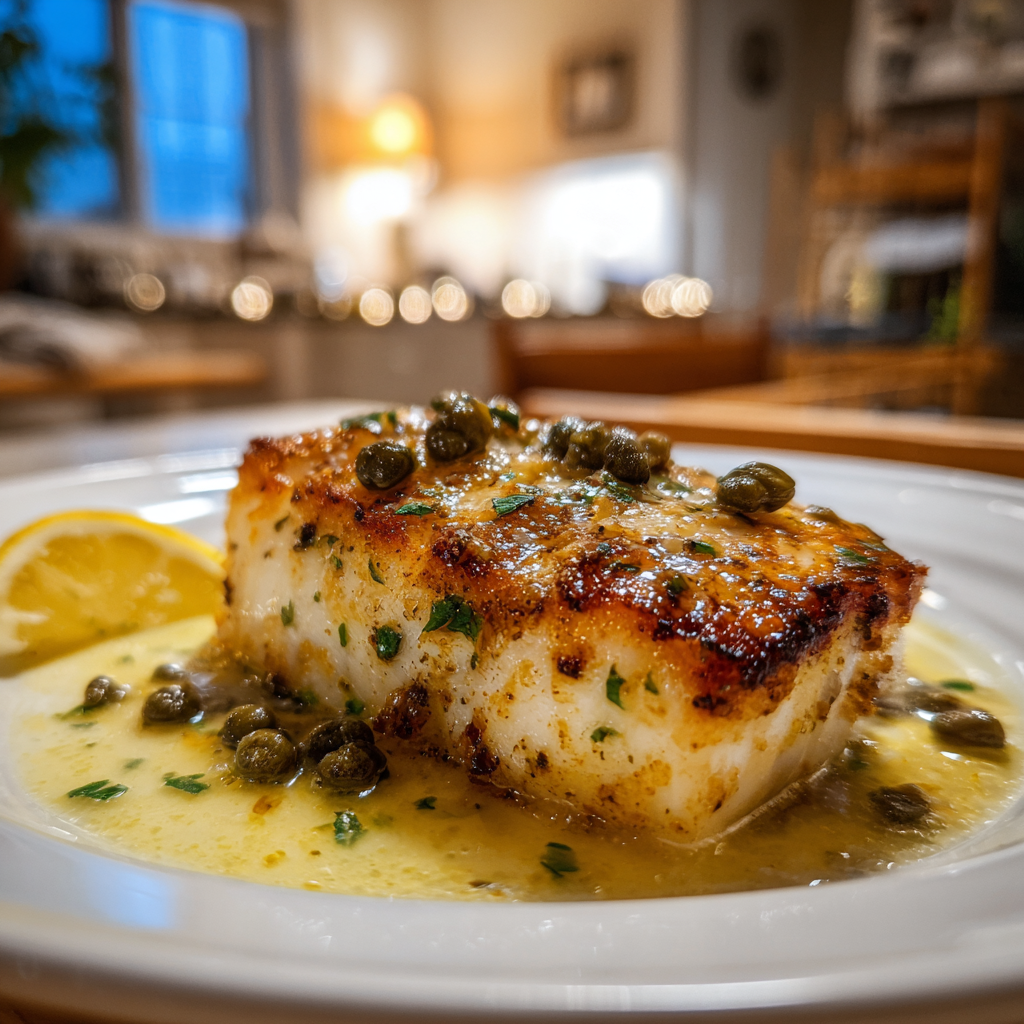 Gebratener Heilbutt mit Zitronen-Butter-Sauce - Einfaches Rezept auf ...
