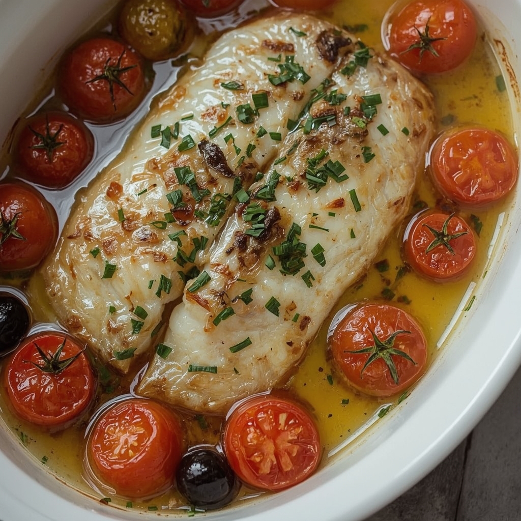 Gebackener Kabeljau mit Tomaten, Oliven und Oregano - Einfaches Rezept ... Gebackener Kabeljau mit Tomaten, Oliven und Oregano - Einfaches Rezept ...