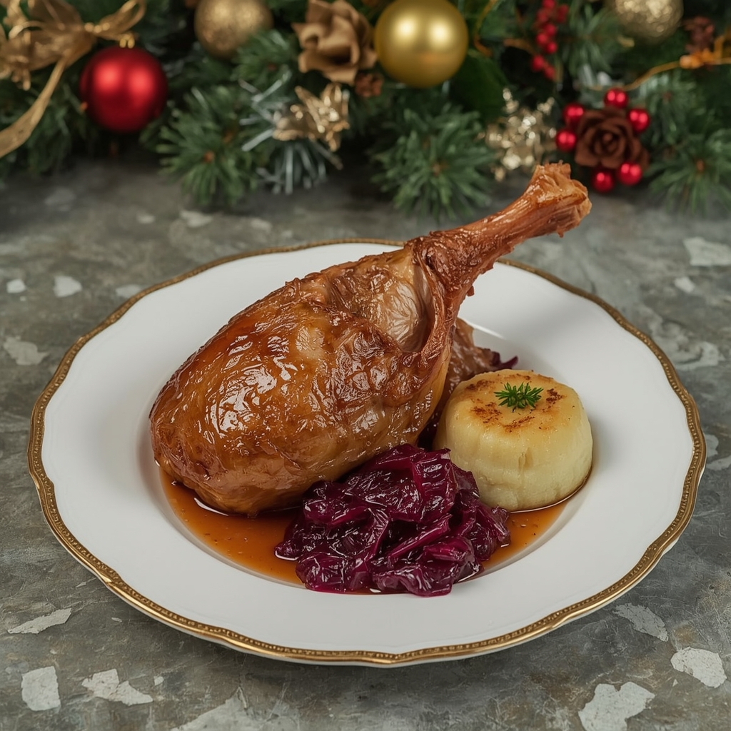 Knusprige Gänsekeule mit Rotkohl - Einfaches Rezept auf Leckere Rezepte