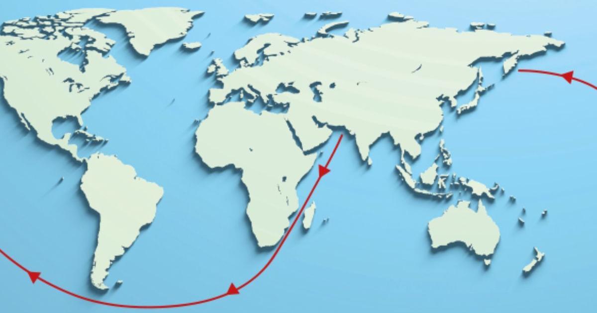 La línea recta más larga del mundo no parece recta: 32.000 km de océano sin tocar tierra