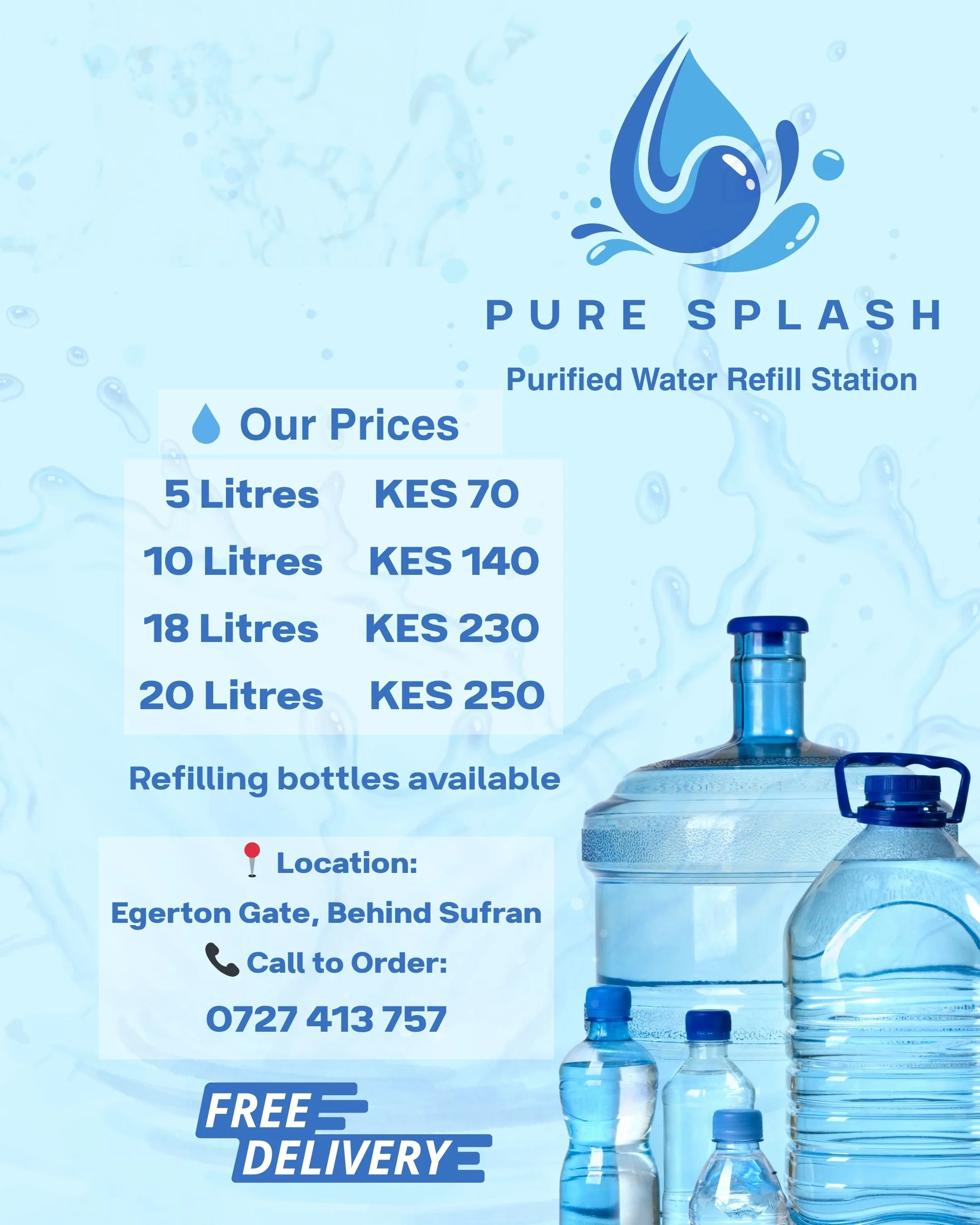 Pure Splash Water Refill Station Storefront