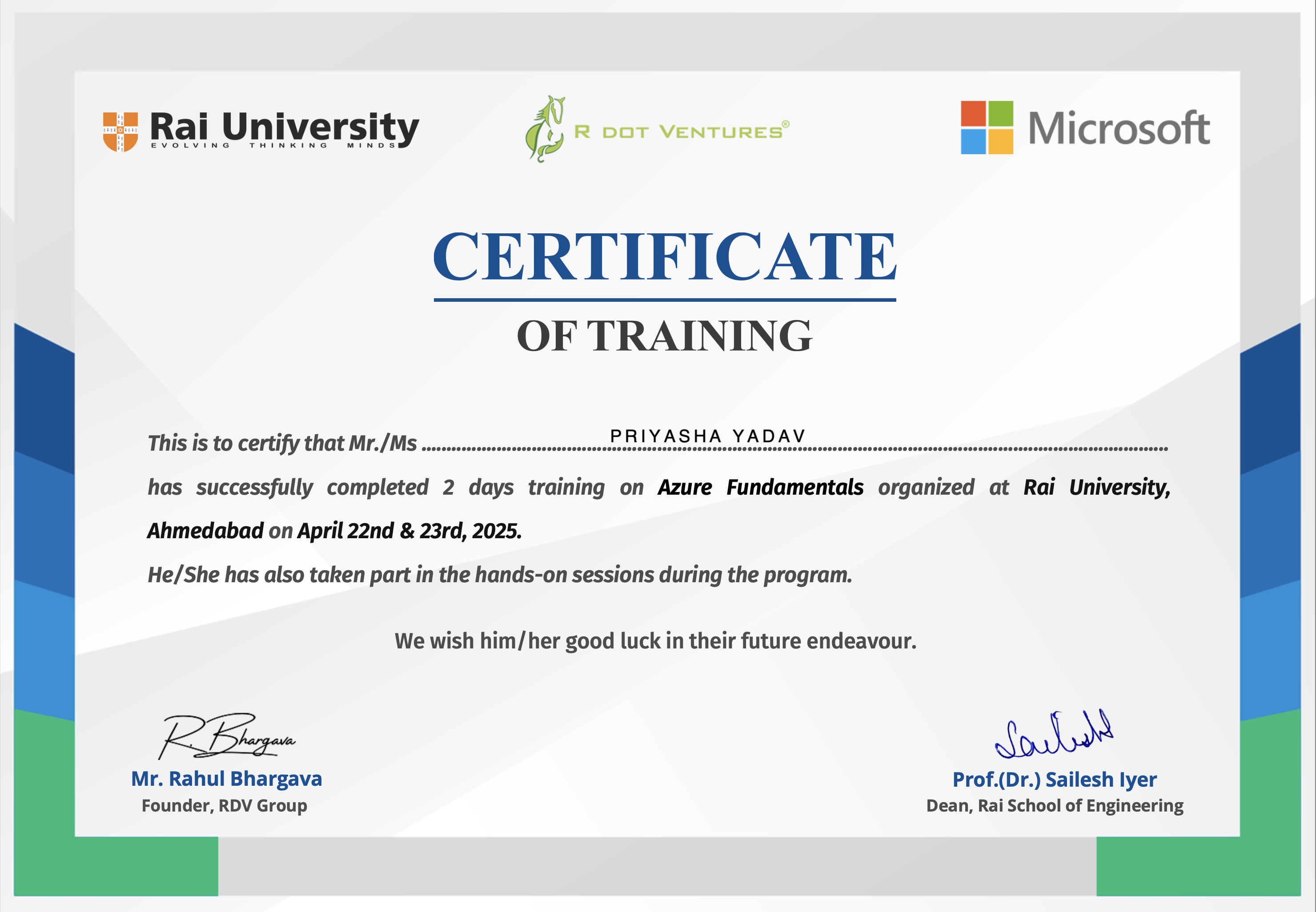 Azure Fundamentals Certificate