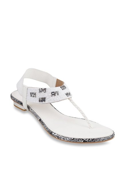 Mochi White T-Strap Sandals Price in India