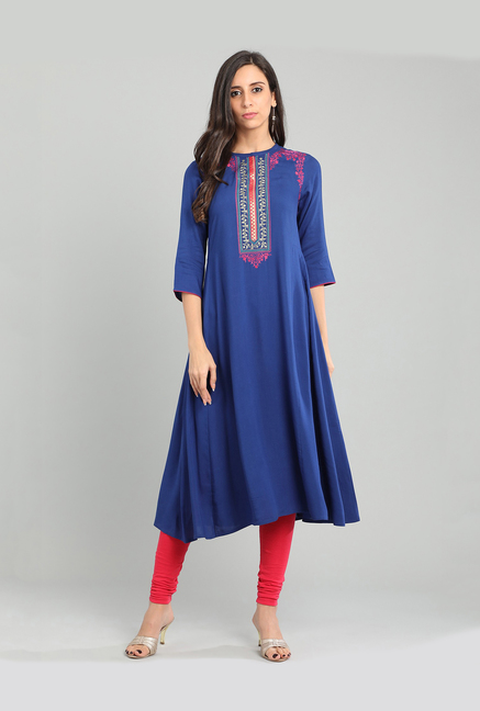 Aurelia Blue Printed Kurta Price in India