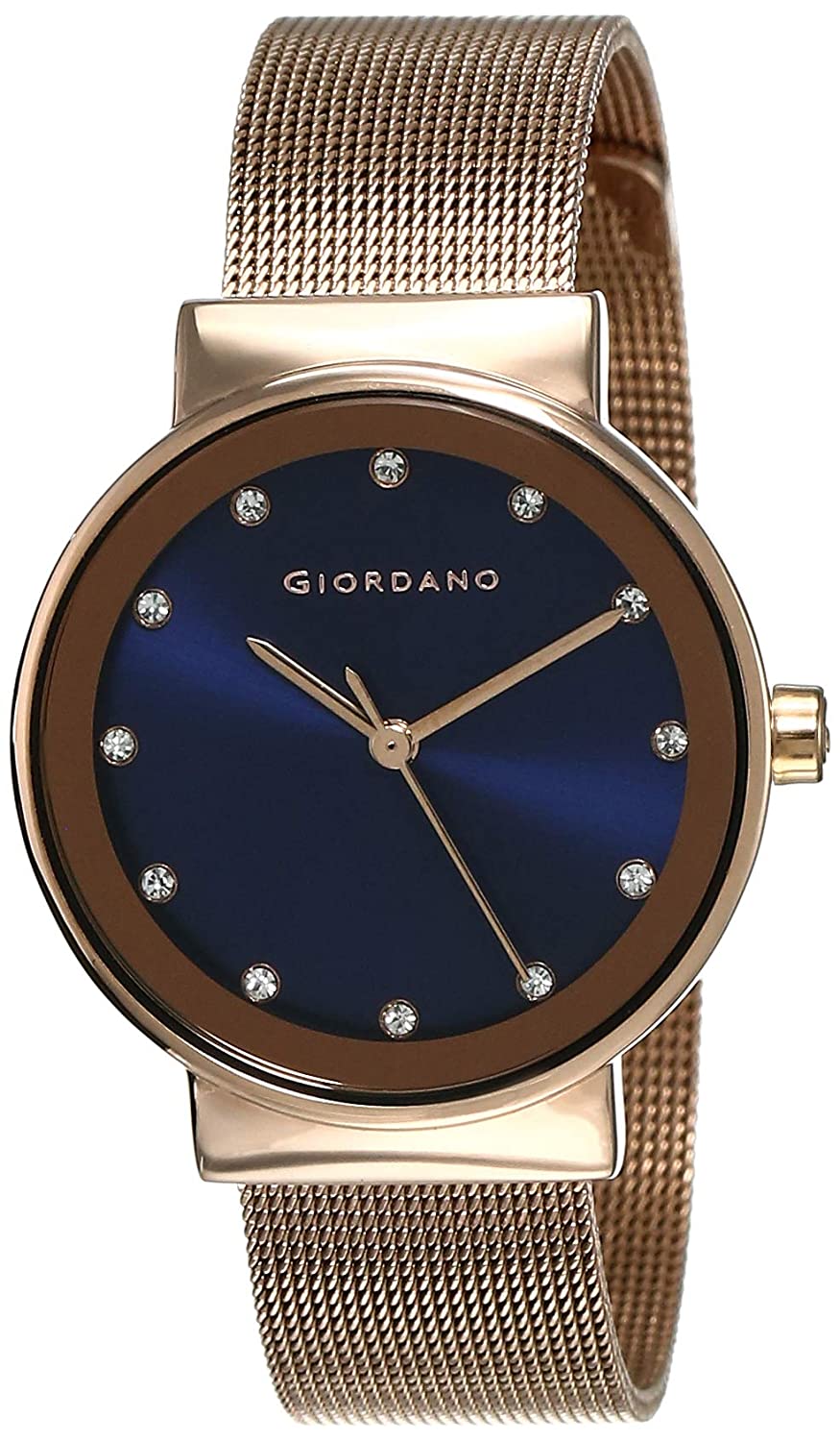 Giordano Women's Latest Fashion Blue Dial Rose Gold Mesh Band Watch, Model No. A2047-44 Price in India