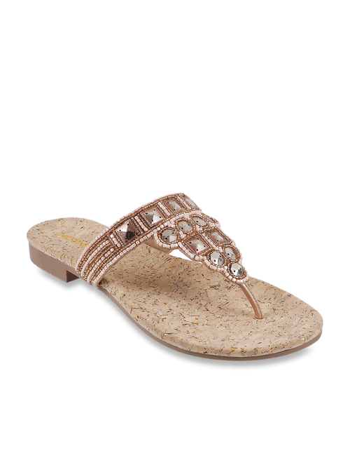 Mochi Rose Gold Thong Sandals Price in India