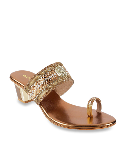 Mochi Antique Gold Toe Ring Sandals Price in India