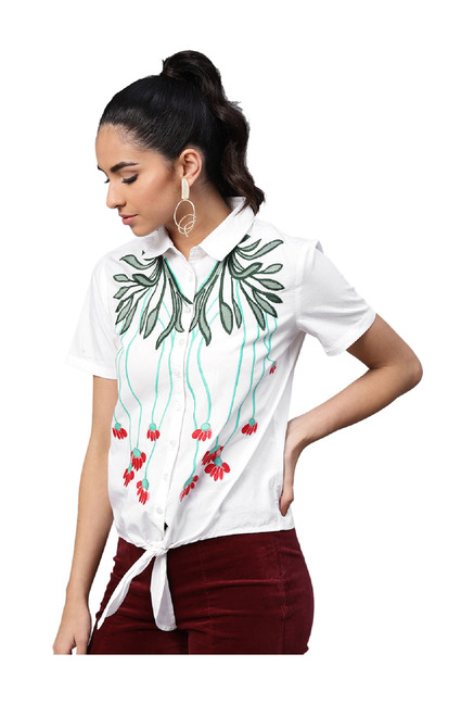 Street 9 White Embroidered Shirt Price in India