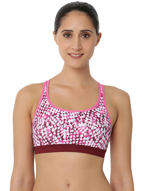 Triumph Red Triaction 134 Top Padded Wireless Medium Bounce Control Reversible Sports Bra Price in India