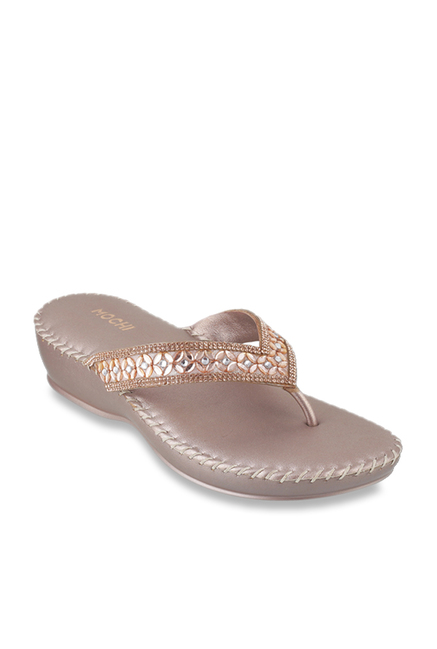 Mochi Rose Gold Thong Sandals Price in India