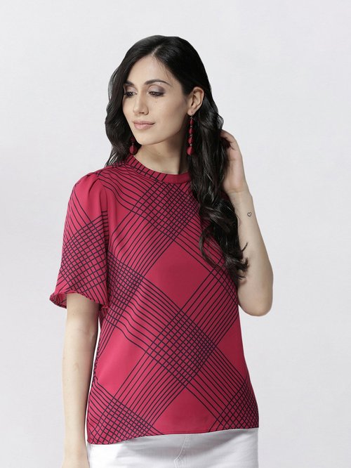 Style Quotient Pink Chequered Top Price in India