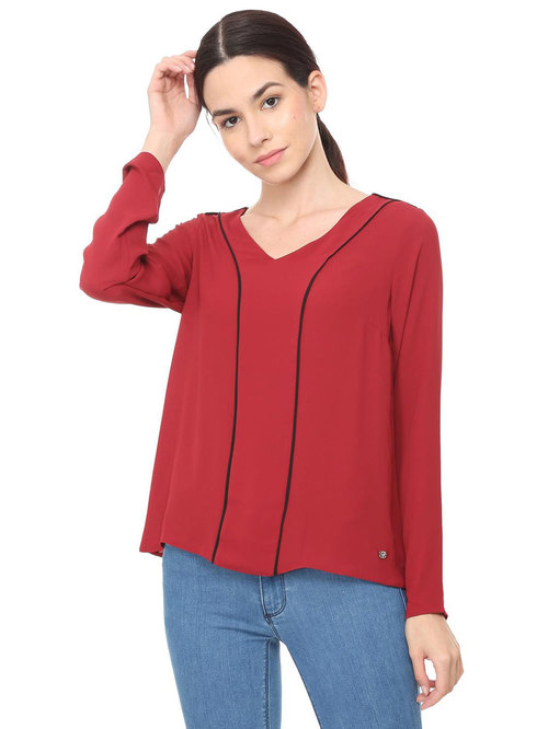 Solly by Allen Solly Maroon Regular Fit Top Price in India