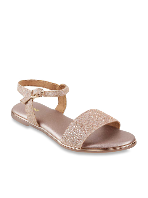 Mochi Rose Gold Ankle Strap Sandals Price in India