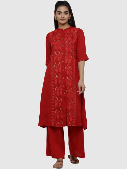 Juniper Red Printed A Line Kurta Price in India