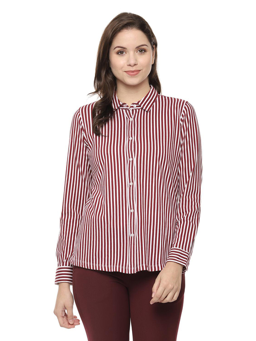 Solly by Allen Solly Maroon Striped Shirt Price in India