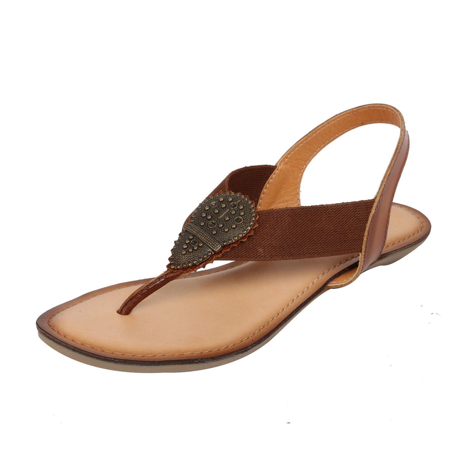 Catwalk Tan Leather Sandals for Women's Price in India