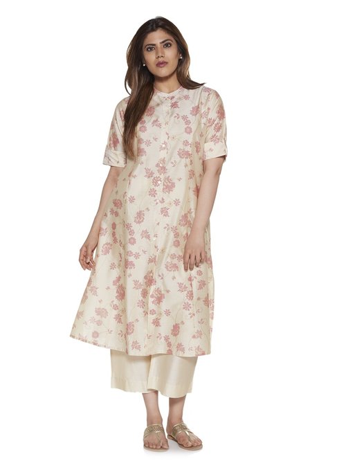 Diza curve by Westside Off White Floral Design A-Line Kurta Price in India