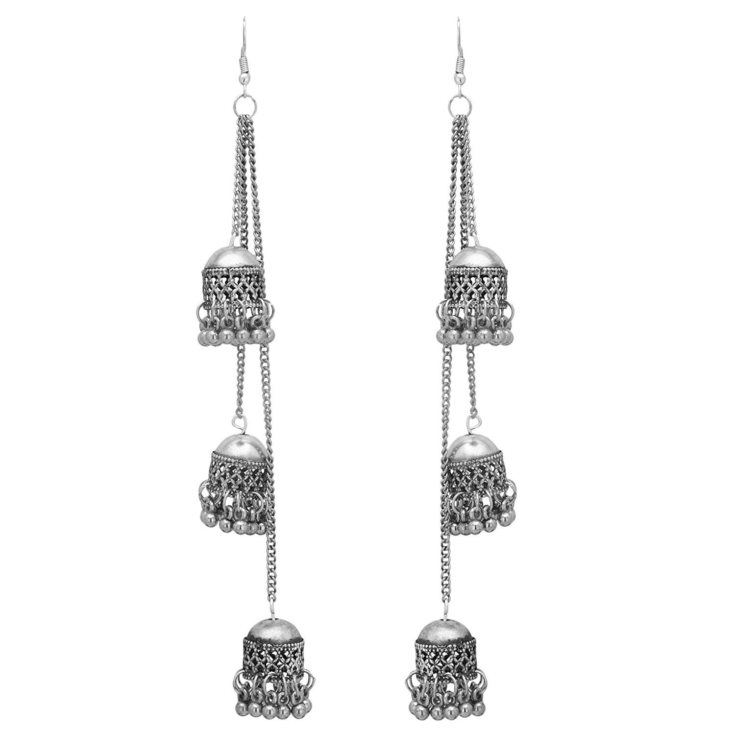 Zukhruf Silver Plated Jhumki Earrings for Women Price in India