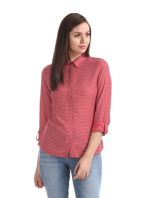 U.S. Polo Assn. Crimson Striped Shirt Price in India