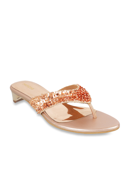 Mochi Rose Gold Thong Sandals Price in India