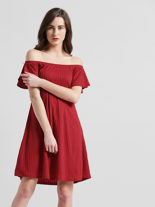 Zink London Red Textured Dress Price in India